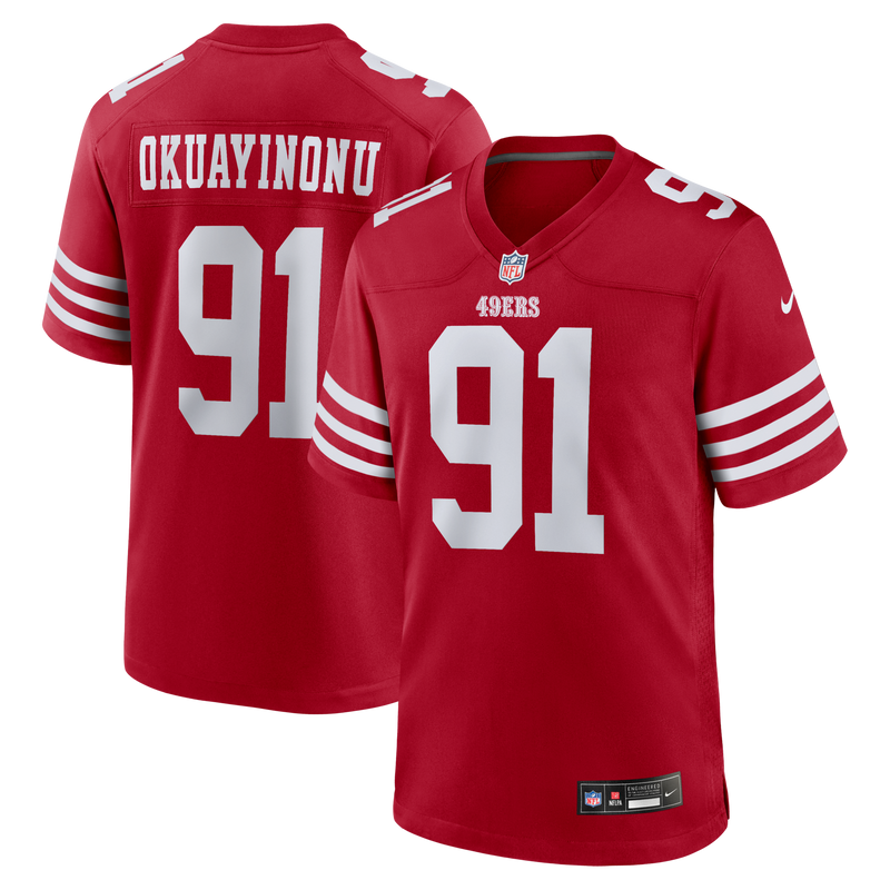 Sam Okuayinonu San Francisco 49ers Football Jersey, Scarlet Sportswear Jersey Shirt, Lightweight Breathable Athletic Jersey, Casual Gift for Men