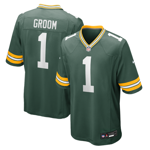 Green Bay Packers Number 1 Groom Green Game Jersey