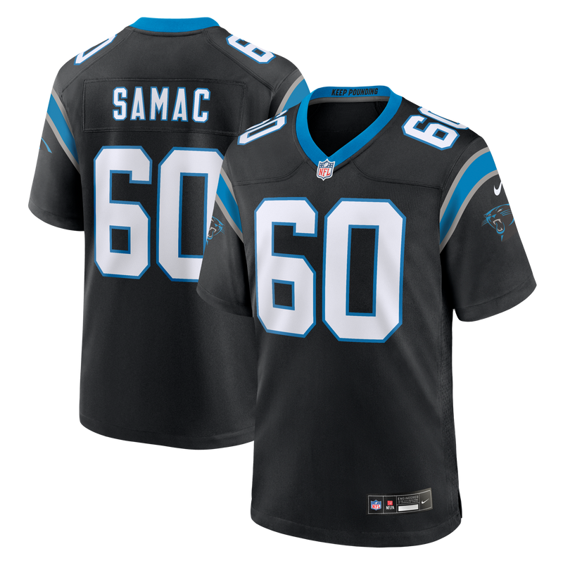Nick Samac Carolina Panthers Football Jersey, Black Game Sportswear Jersey Shirt, Lightweight Breathable Athletic Jersey, Casual Gift for Men