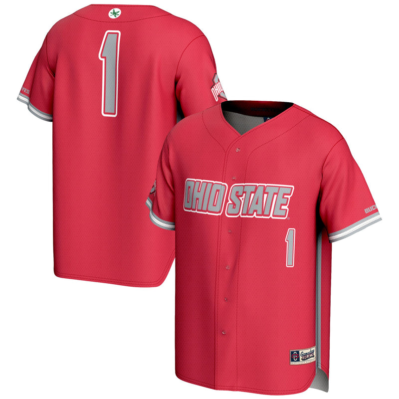 Ohio State Buckeyes Lightweight Baseball Jersey, Scarlet Sportswear Jersey Shirt, Lightweight Breathable Athletic Jersey, Casual Gift for Men