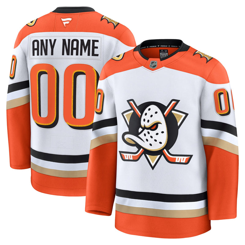 Anaheim Ducks Hockey Jersey, White Premium Away Sportswear Jersey Shirt, Long Sleeve Hockey Sweater Jersey, Casual Gift for Men, Style 202055778