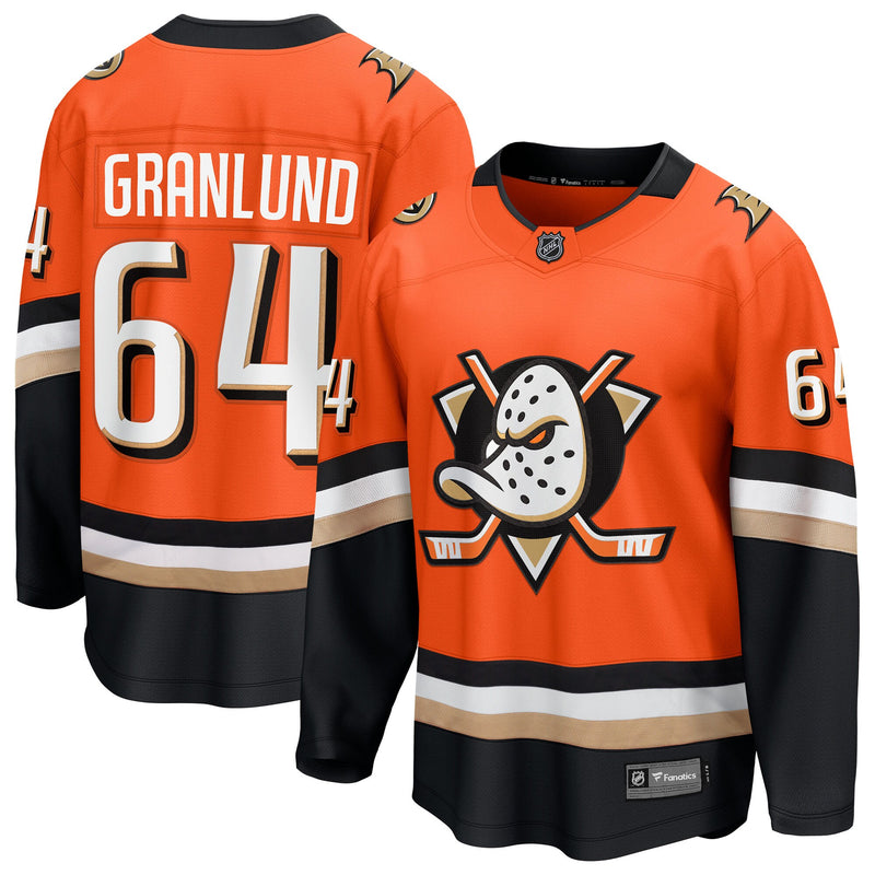Mikael Granlund Anaheim Ducks Hockey Jersey, Orange Breakaway Sportswear Jersey Shirt, Long Sleeve Hockey Sweater Jersey, Casual Gift for Men