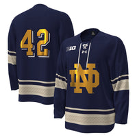 Notre Dame Fighting Irish Hockey Jersey, Navy Replica Alternate Sportswear Jersey Shirt, Long Sleeve Hockey Sweater Jersey, Casual Gift for Men