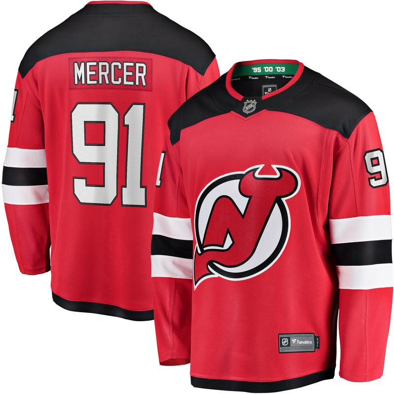 Dawson Mercer New Jersey Devils Hockey Jersey, Red Breakaway Sportswear Jersey Shirt, Long Sleeve Hockey Sweater Jersey, Casual Gift for Men