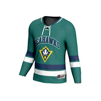 UNC Wilmington Seahawks Hockey Jersey, Teal Sportswear Jersey Shirt, Long Sleeve Hockey Sweater Jersey, Casual Gift for Men