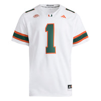 Miami Hurricanes Football Jersey, White Sportswear Jersey Shirt, Lightweight Breathable Athletic Jersey, Casual Gift for Men, Style 202538847