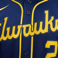 Christian Yelich Milwaukee Brewers Baseball Jersey, Navy Sportswear Jersey Shirt, Lightweight Breathable Athletic Jersey, Casual Gift for Men