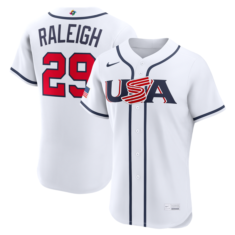 Cal Raleigh USA Baseball Jersey, White Authentic Home Sportswear Jersey Shirt, Lightweight Breathable Athletic Jersey, Casual Gift for Men