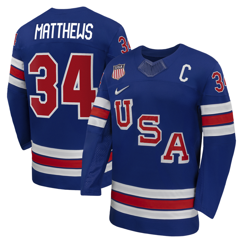Auston Matthews Royal US 2026 Home Replica Hockey Jersey, Hockey Sportswear Jersey Shirt, Long Sleeve Hockey Sweater Jersey, Casual Gift for Men