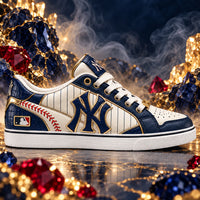 NYY Pinstripes and Gold - Low-Top Sneakers with Quiet Swagger