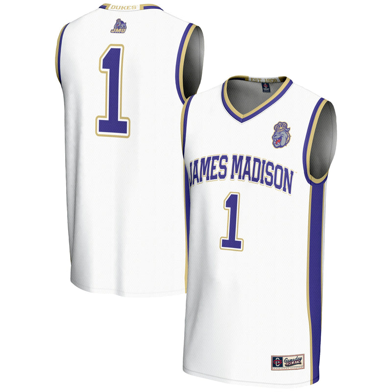James Madison Dukes Basketball Jersey, White Lightweight Sportswear Jersey Shirt, Sleeveless Athletic Tank Jersey, Casual Gift for Men