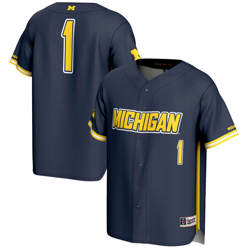 Michigan Wolverines Baseball Jersey, Navy Sportswear Jersey Shirt, Lightweight Breathable Athletic Jersey, Casual Gift for Men, Style 201141761