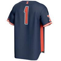 Illinois Fighting Illini Lightweight Baseball Jersey, Navy Sportswear Jersey Shirt, Lightweight Breathable Athletic Jersey, Casual Gift for Men