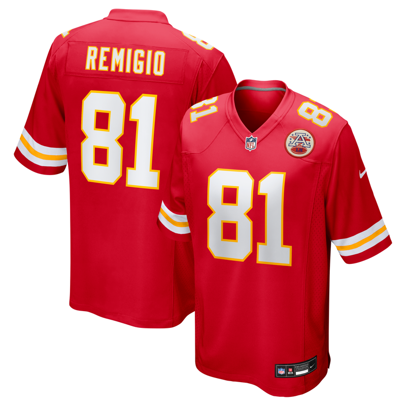 Nikko Remigio Kansas City Chiefs Football Jersey, Red Game Sportswear Jersey Shirt, Lightweight Breathable Athletic Jersey, Casual Gift for Men