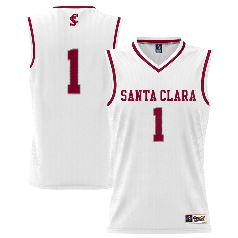 Santa Clara Broncos Basketball Jersey, White Fashion Lightweight Sportswear Jersey Shirt, Sleeveless Athletic Tank Jersey, Casual Gift for Men