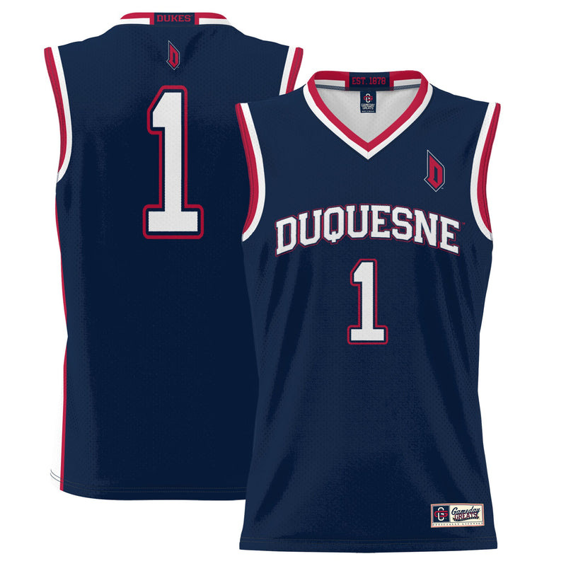 Duquesne Dukes Basketball Jersey, Navy Lightweight Sportswear Jersey Shirt, Sleeveless Athletic Tank Jersey, Casual Gift for Men