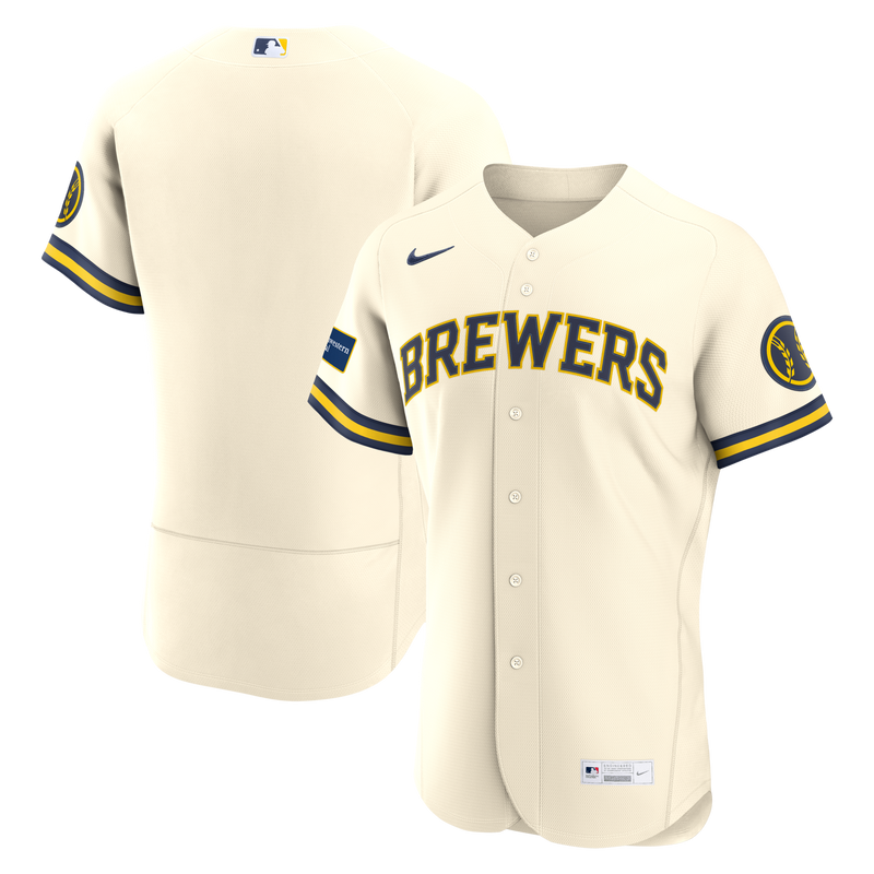 Milwaukee Brewers Baseball Jersey, Cream Sportswear Jersey Shirt, Lightweight Breathable Athletic Jersey, Casual Gift for Men, Style 2001588479