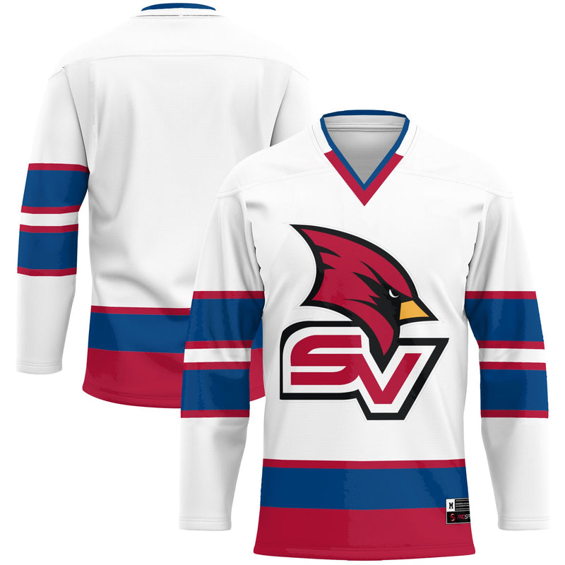 Saginaw Valley State Cardinals Hockey Jersey, White Sportswear Jersey Shirt, Long Sleeve Hockey Sweater Jersey, Casual Gift for Men
