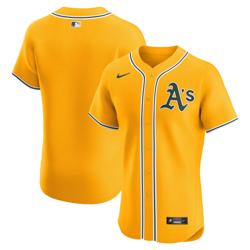 Athletics Baseball Jersey, Gold Elite Alternate Sportswear Jersey Shirt, Lightweight Breathable Athletic Jersey, Casual Gift for Men