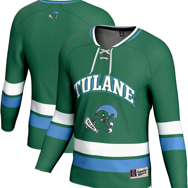 Tulane Green Wave Hockey Jersey, Hockey Sportswear Jersey Shirt, Long Sleeve Hockey Sweater Jersey, Casual Gift for Men