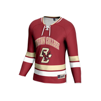 Boston College Eagles Hockey Jersey, Maroon Fashion Lightweight Sportswear Jersey Shirt, Long Sleeve Hockey Sweater Jersey, Casual Gift for Men