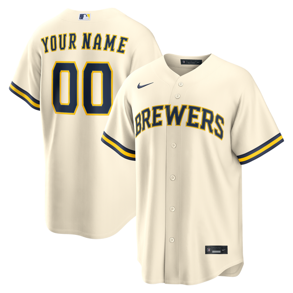 Milwaukee Brewers Cream Home Replica Custom Jersey