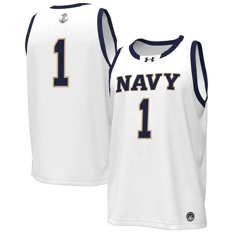 Navy Midshipmen Basketball Jersey, White Replica Sportswear Jersey Shirt, Sleeveless Athletic Tank Jersey, Casual Gift for Men