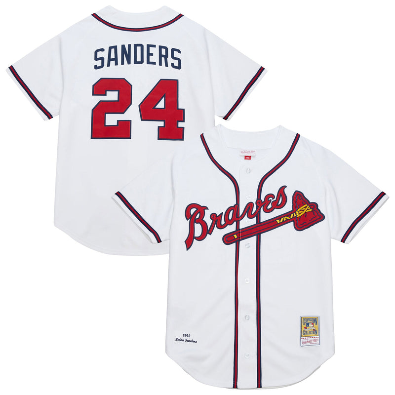 Deion Sanders Atlanta Braves Baseball Jersey, White Sportswear Jersey Shirt, Lightweight Breathable Athletic Jersey, Casual Gift for Men