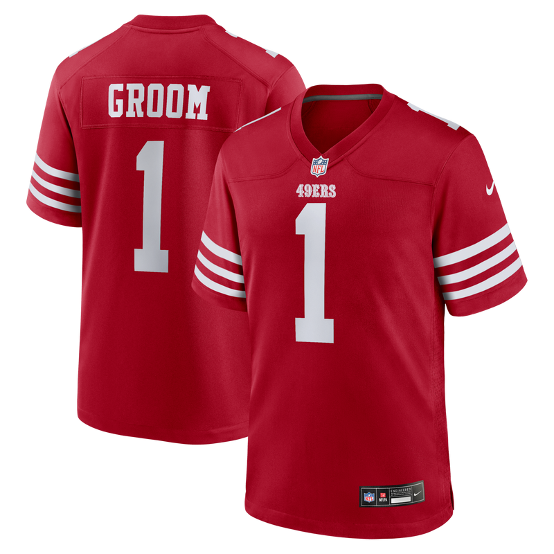 Number Groom San Francisco 49ers Football Jersey, Scarlet Sportswear Jersey Shirt, Lightweight Breathable Athletic Jersey, Casual Gift for Men