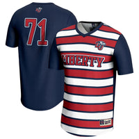 Liberty Flames Soccer Jersey, Navy Fashion Lightweight Sportswear Jersey Shirt, Lightweight Breathable Athletic Jersey, Casual Gift for Men