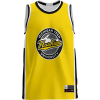 Michigan Tech Huskies Basketball Jersey, Gold Lightweight Sportswear Jersey Shirt, Sleeveless Athletic Tank Jersey, Casual Gift for Men