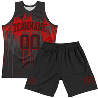 Custom Basketball Jersey, Black Red Sportswear Jersey Shirt, Athletic Mesh Moisture Wicking Jersey, Casual Gift for Men, Style BSuit0412