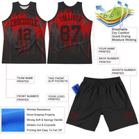 Custom Basketball Jersey, Black Red Sportswear Jersey Shirt, Athletic Mesh Moisture Wicking Jersey, Casual Gift for Men, Style BSuit0412