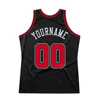 Custom Basketball Jersey, Black Red White Sportswear Jersey Shirt, Athletic Mesh Moisture Wicking Jersey, Casual Gift for Men, Style Black0282