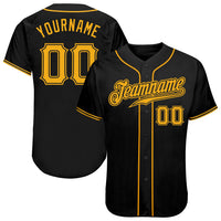 Custom Baseball Jersey, Black Gold Sportswear Jersey Shirt, Athletic Button Down Moisture Wicking Jersey, Casual Gift for Men, Style Black0352