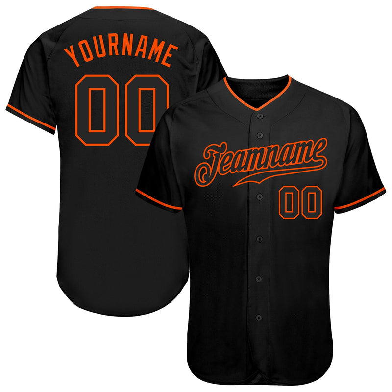 Custom Baseball Jersey, Black Orange Sportswear Jersey Shirt, Athletic Button Down Moisture Wicking Jersey, Casual Gift for Men, Style Black0354
