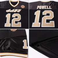 Custom Football Jersey, Black Old Gold White Sportswear Jersey Shirt, Athletic Mesh Moisture Wicking Jersey, Casual Gift for Men