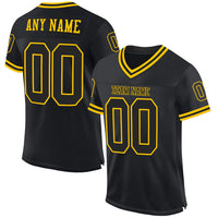 Custom Football Jersey, Black Gold Sportswear Jersey Shirt, Athletic Mesh Moisture Wicking Jersey, Casual Gift for Men, Style Black0428