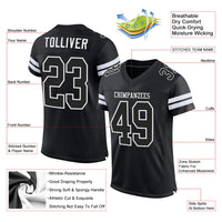 Custom Football Jersey, Black White Sportswear Jersey Shirt, Athletic Mesh Moisture Wicking Jersey, Casual Gift for Men