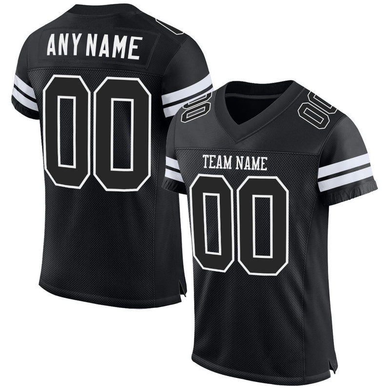Custom Football Jersey, Black White Sportswear Jersey Shirt, Athletic Mesh Moisture Wicking Jersey, Casual Gift for Men