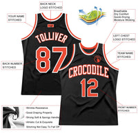 Custom Basketball Jersey, Black Orange White Throwback Sportswear Jersey Shirt, Athletic Mesh Moisture Wicking Jersey, Casual Gift for Men