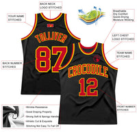 Custom Basketball Jersey, Black Red Gold Throwback Sportswear Jersey Shirt, Athletic Mesh Moisture Wicking Jersey, Casual Gift for Men