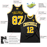 Custom Basketball Jersey, Black Gold White Sportswear Jersey Shirt, Athletic Mesh Moisture Wicking Jersey, Casual Gift for Men, Style Black0984