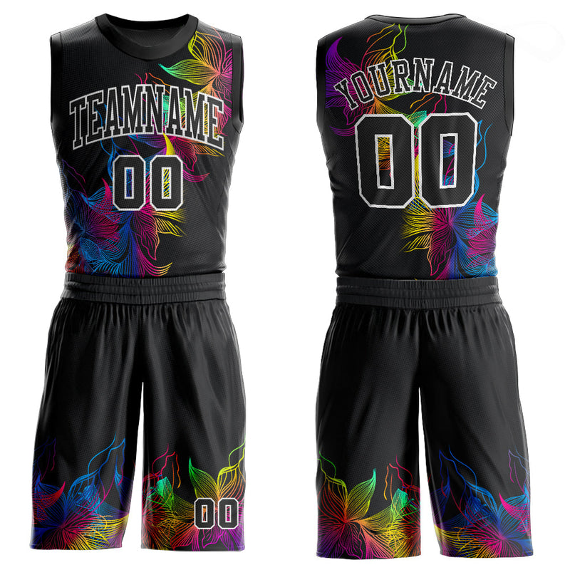 Custom Basketball Jersey, Black White Sportswear Jersey Shirt, Athletic Mesh Moisture Wicking Jersey, Casual Gift for Men, Style Black1003