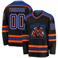 Custom Hockey Jersey, Black Royal White Sportswear Jersey Shirt, Athletic Long Sleeve V Neck Jersey, Casual Gift for Men, Style Black1049