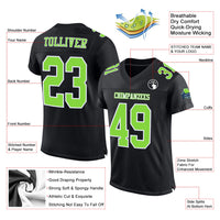 Custom Football Jersey, Black Neon Green Sportswear Jersey Shirt, Athletic Mesh Moisture Wicking Jersey, Casual Gift for Men, Style Black1062