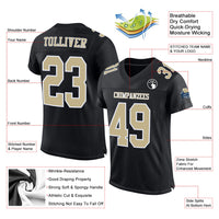 Custom Football Jersey, Black Vegas Gold Sportswear Jersey Shirt, Athletic Mesh Moisture Wicking Jersey, Casual Gift for Men, Style Black1064