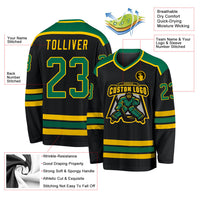 Custom Hockey Jersey, Black Kelly Green Sportswear Jersey Shirt, Athletic Long Sleeve V Neck Jersey, Casual Gift for Men, Style Black1148