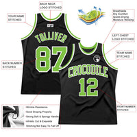 Custom Basketball Jersey, Black Neon Green White Throwback Sportswear Jersey Shirt, Athletic Mesh Moisture Wicking Jersey, Casual Gift for Men