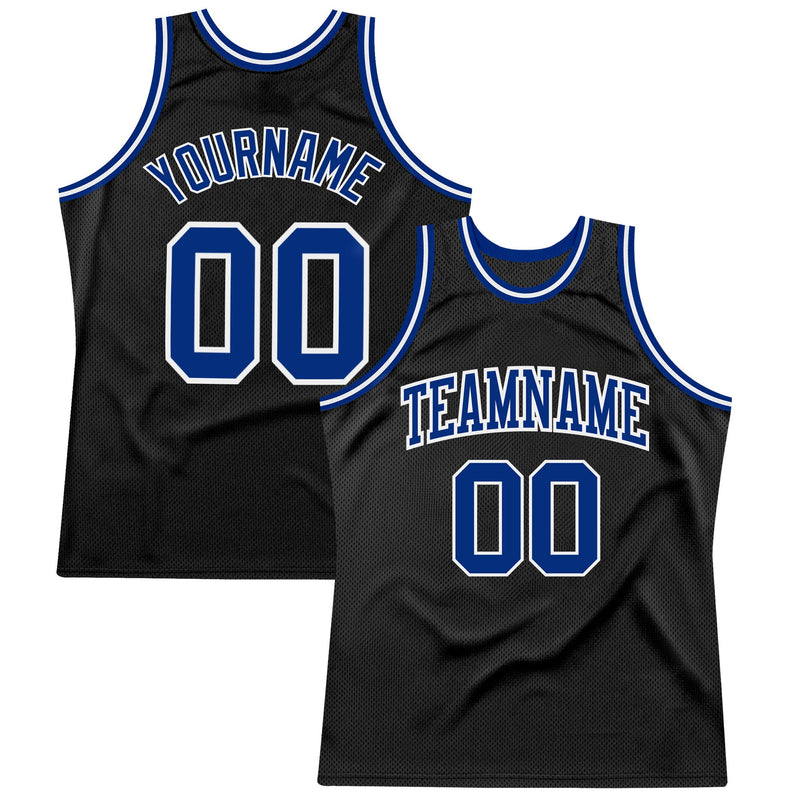 Custom Basketball Jersey, Black Royal White Throwback Sportswear Jersey Shirt, Athletic Mesh Moisture Wicking Jersey, Casual Gift for Men